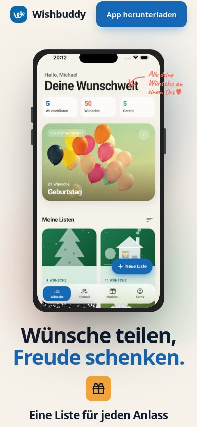 Wishbuddy mobile view