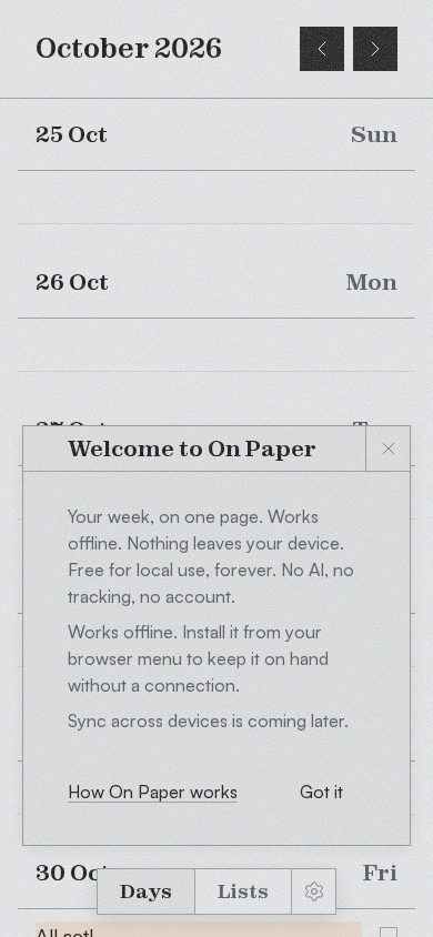On Paper mobile view