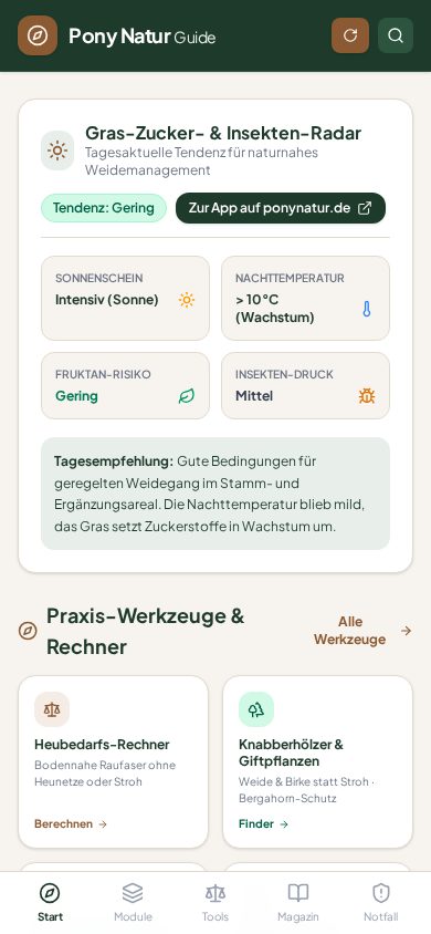 Pony Natur Guide mobile view