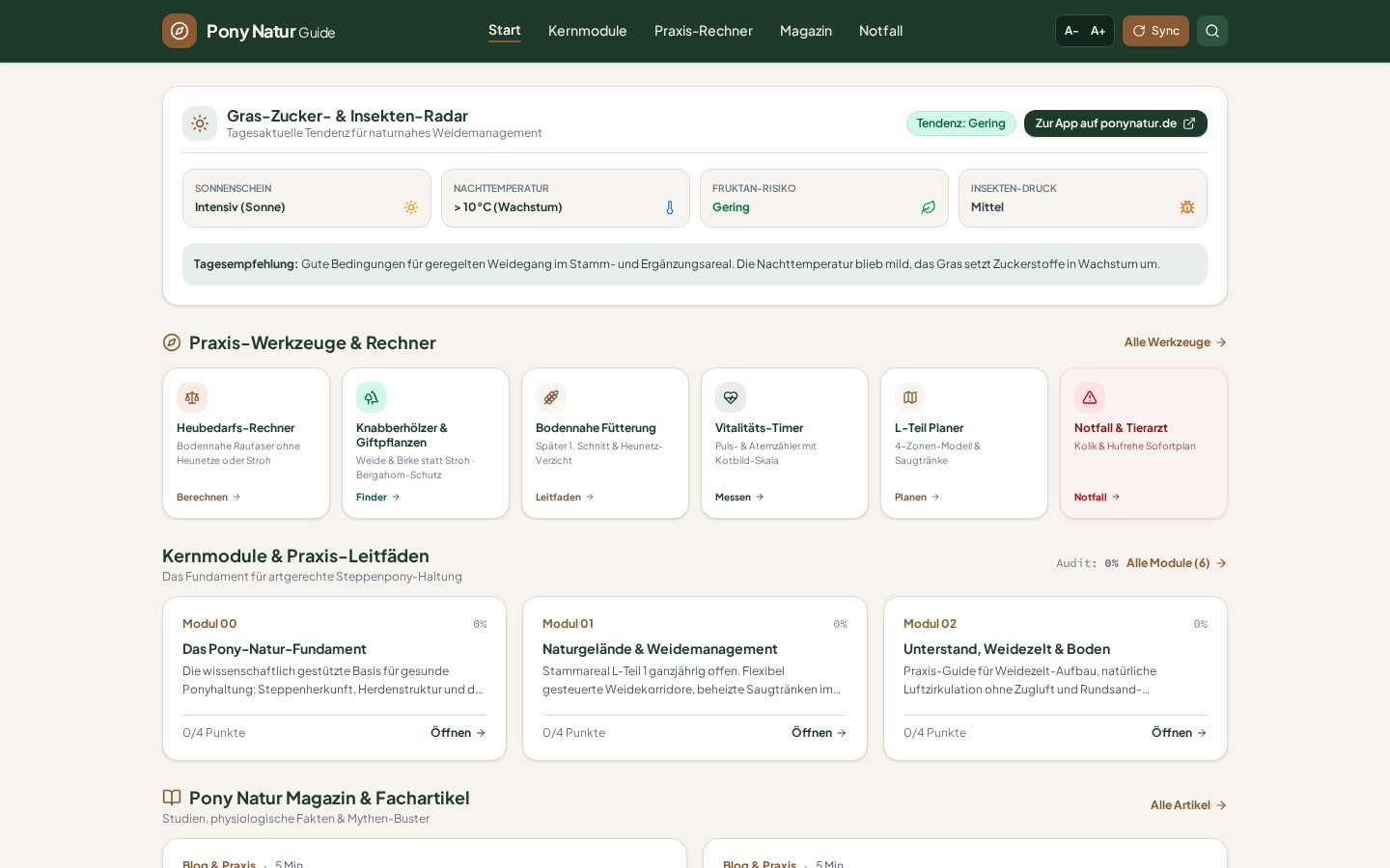 Pony Natur Guide desktop view